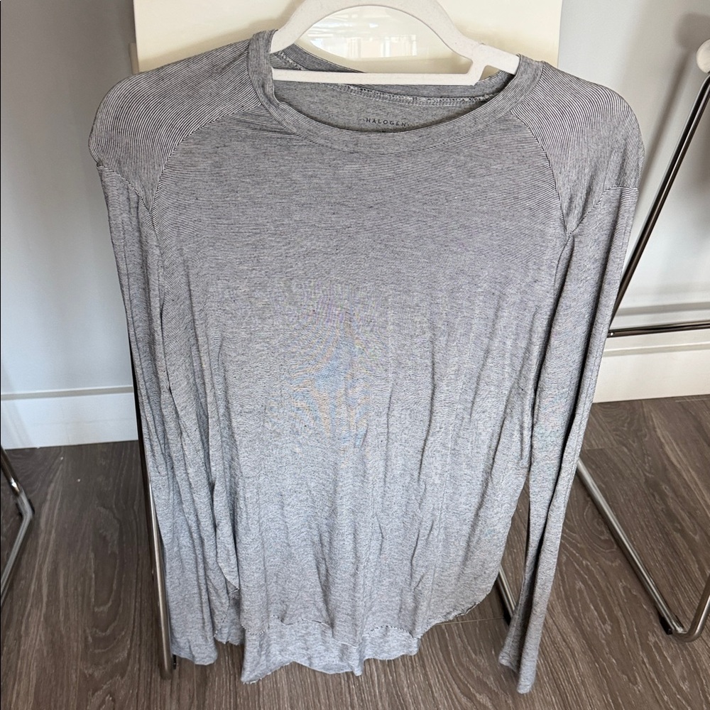 Halogen Light Gray / Black Striped Long Sleeve Tee